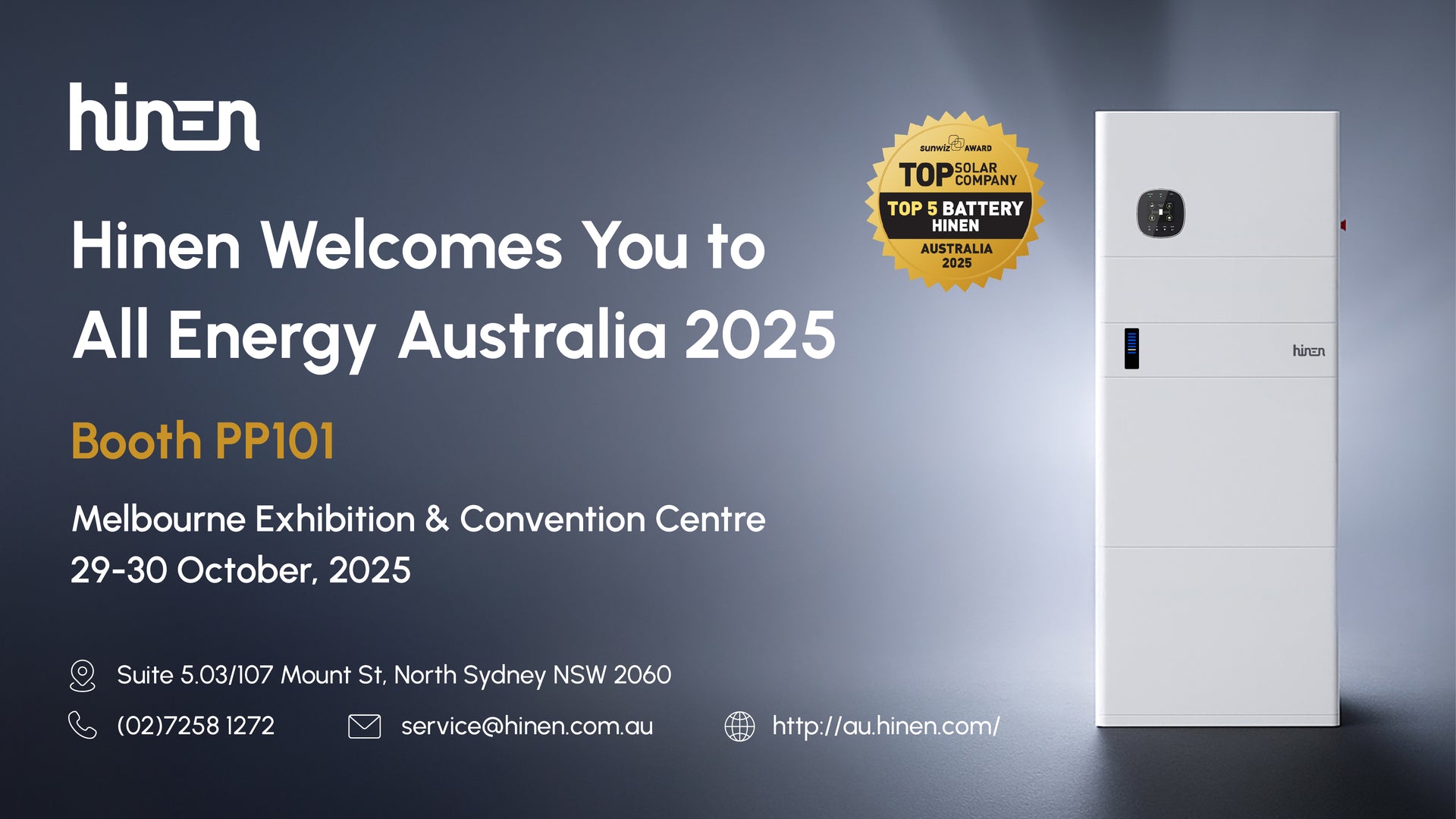 Powering the Future: Hinen Showcases Full Residential Energy Storage Lineup at All-Energy Australia 2025